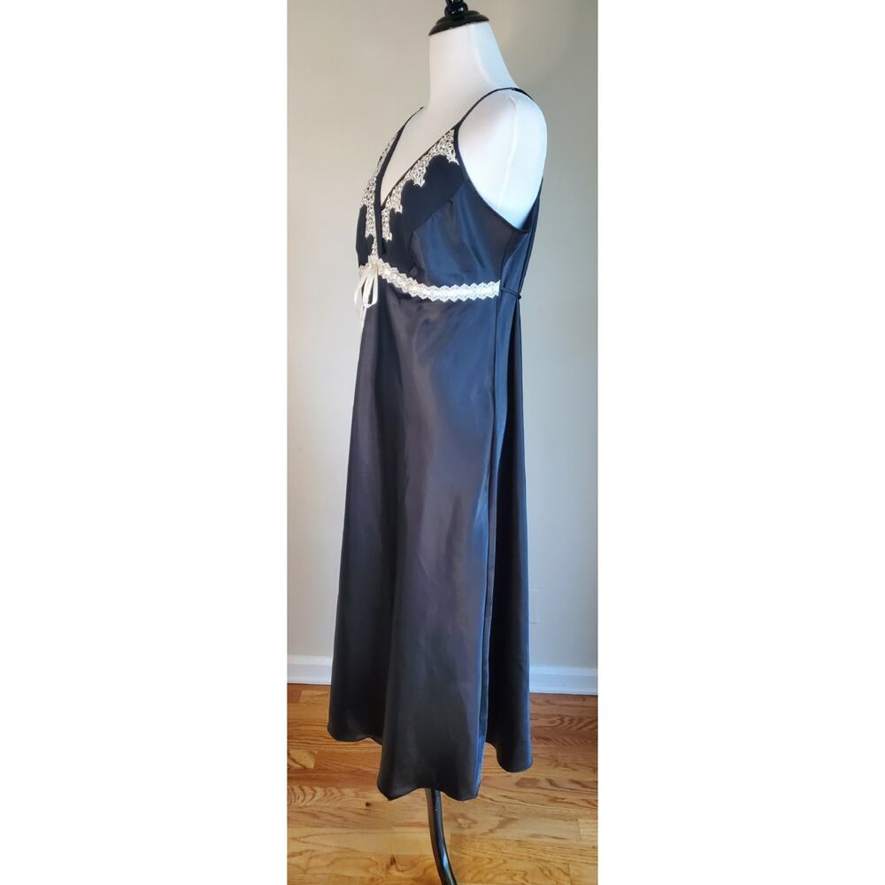 Vintage Delicates‎ Black Satin Maxi Slip Dress Lingerie Women's Size XL - Picture 5 of 11